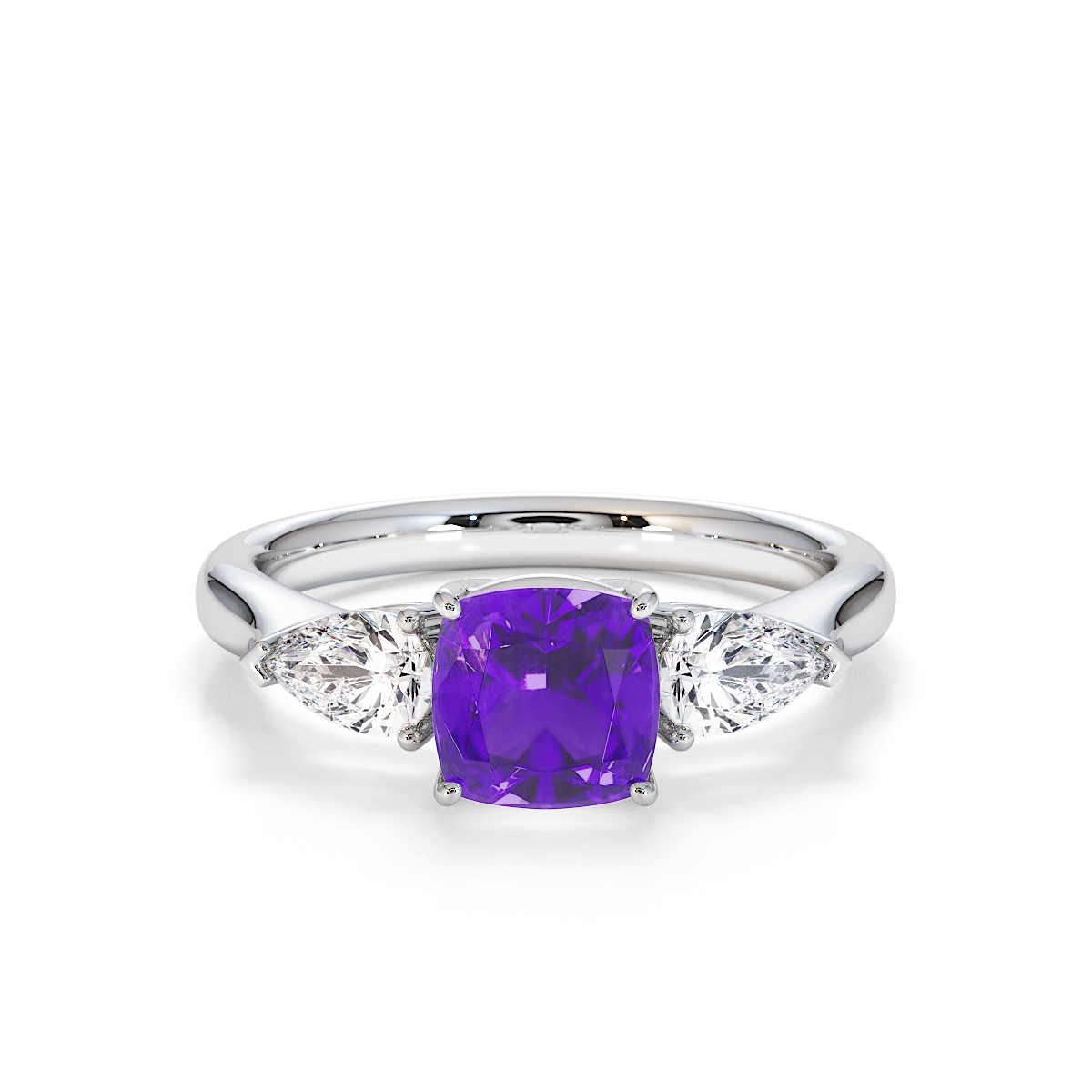 Gold / Platinum Amethyst and Diamond Engagement Ring RZ3441