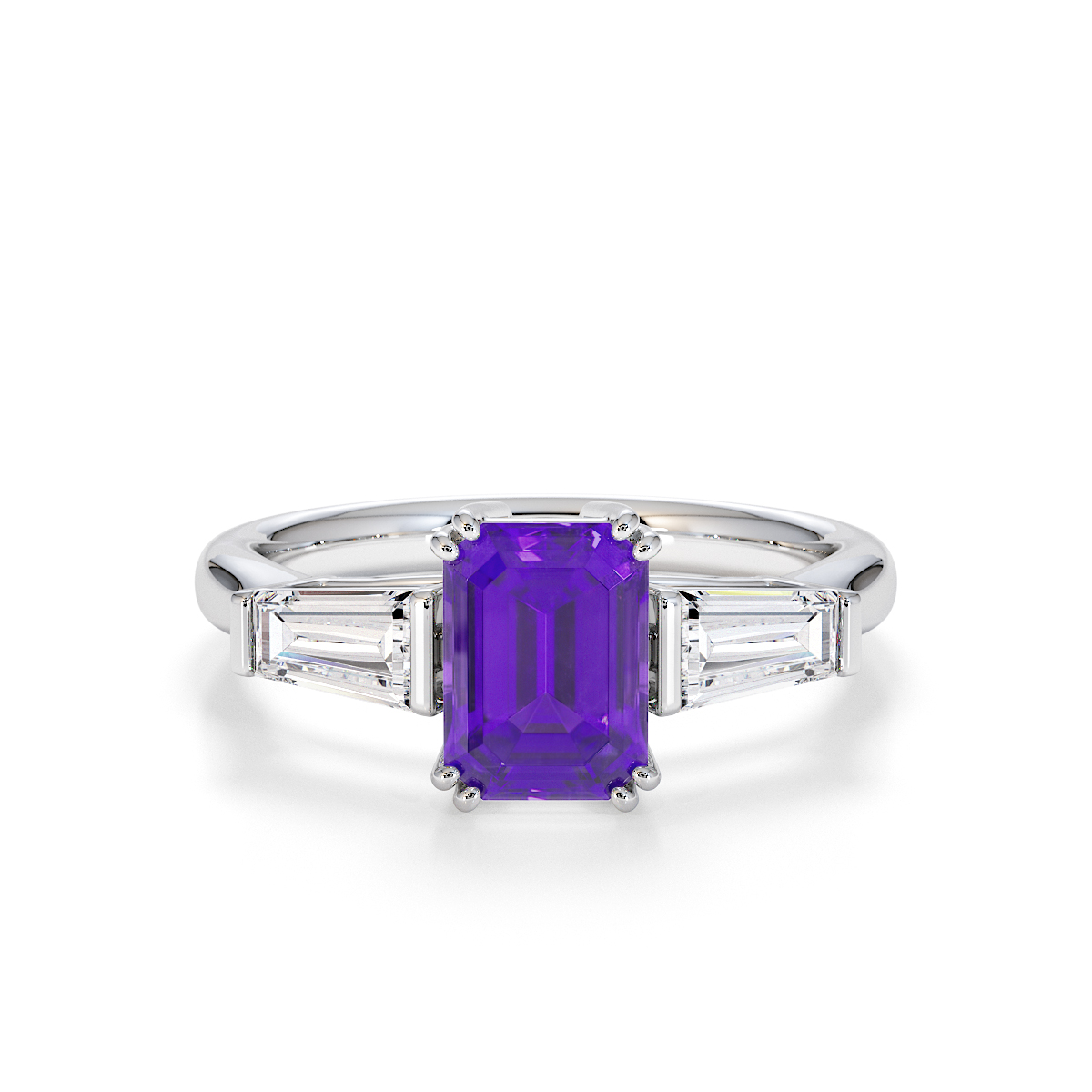 Gold / Platinum Amethyst and Diamond Engagement Ring RZ3446
