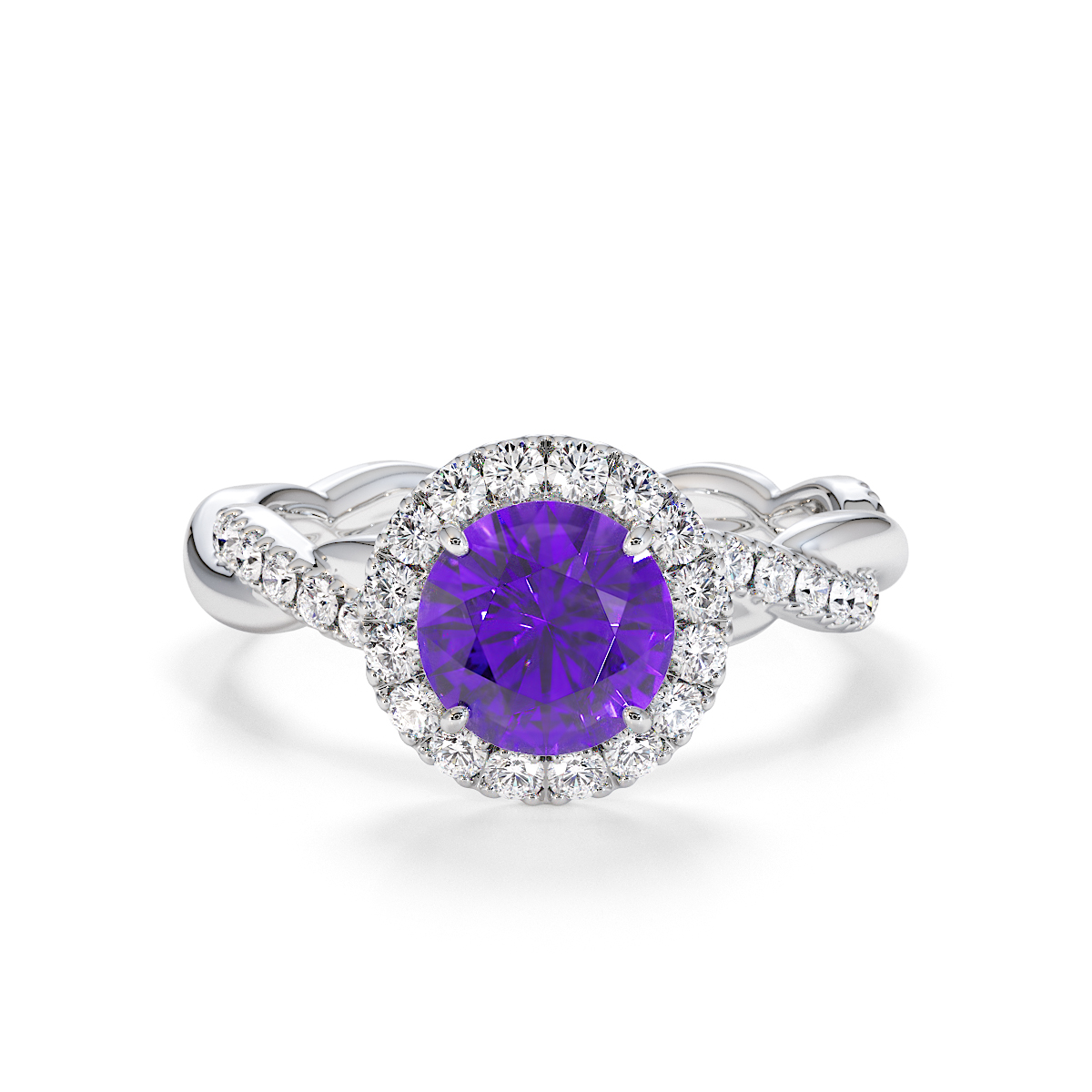 Gold / Platinum Amethyst and Diamond Engagement Ring RZ3453