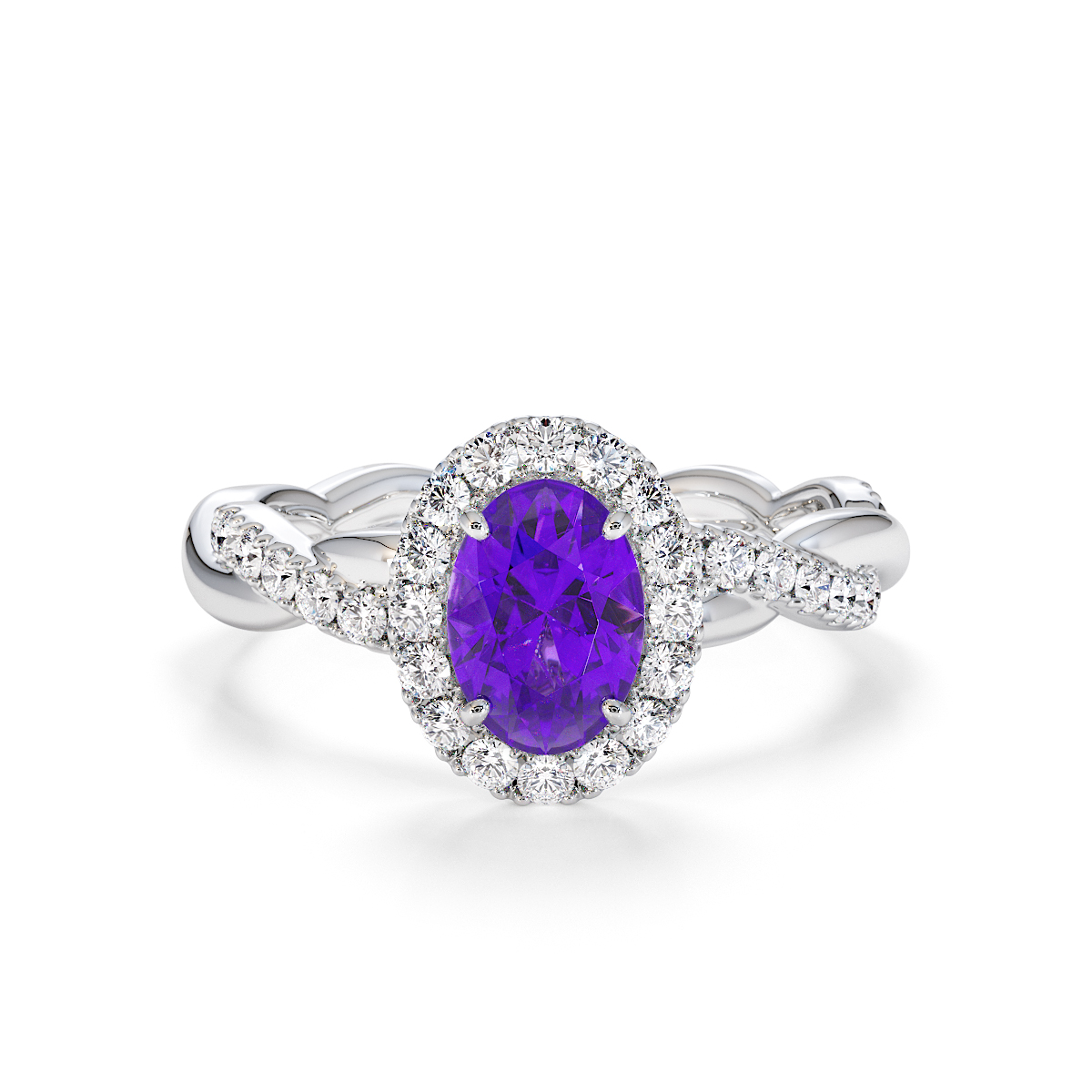 Gold / Platinum Amethyst and Diamond Engagement Ring RZ3456