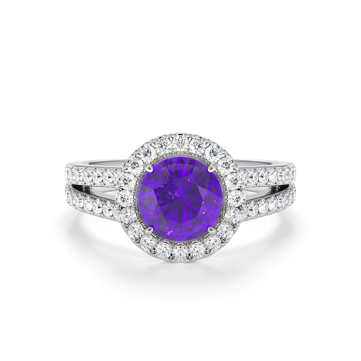 Gold / Platinum Amethyst and Diamond Engagement Ring RZ3460