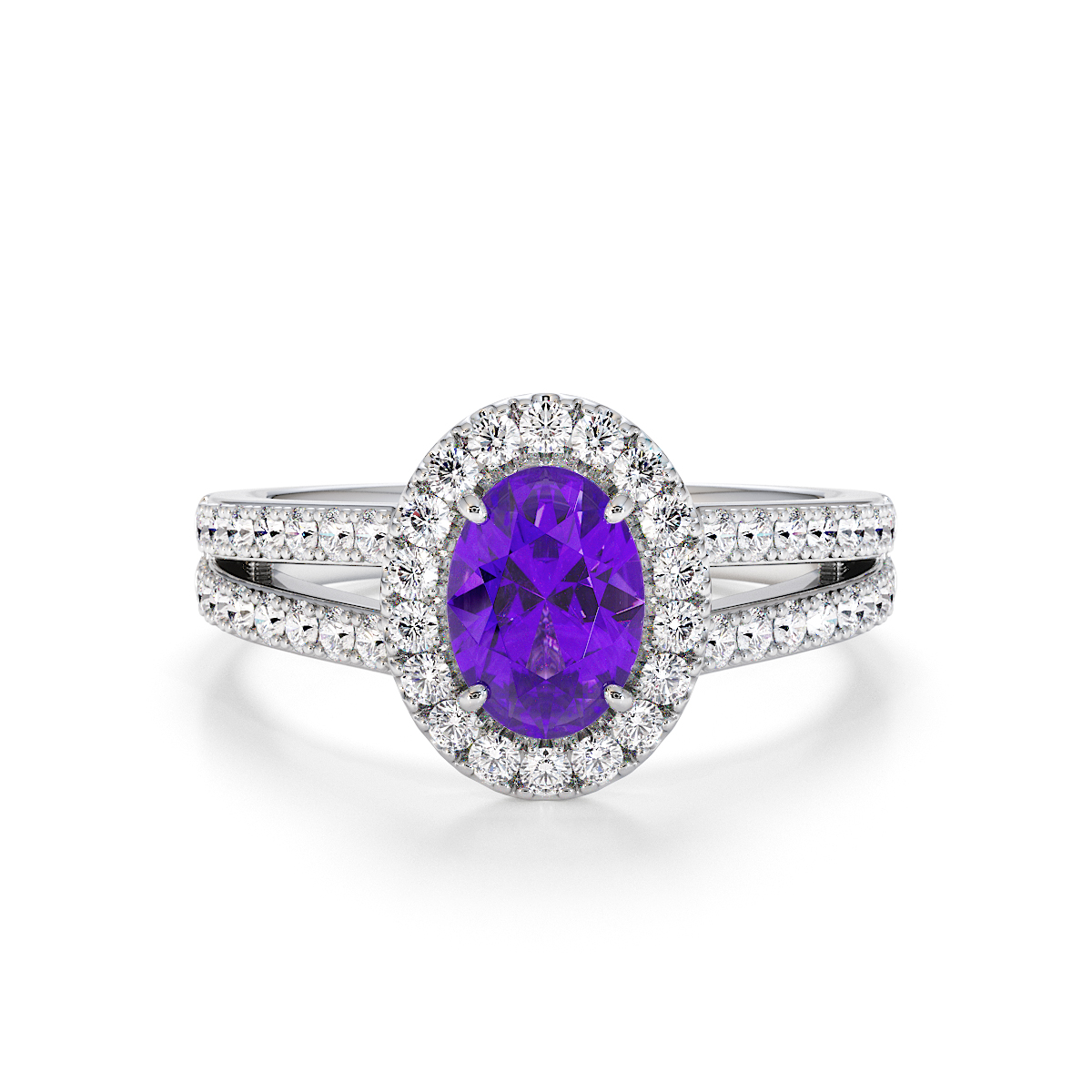 Gold / Platinum Amethyst and Diamond Engagement Ring RZ3461