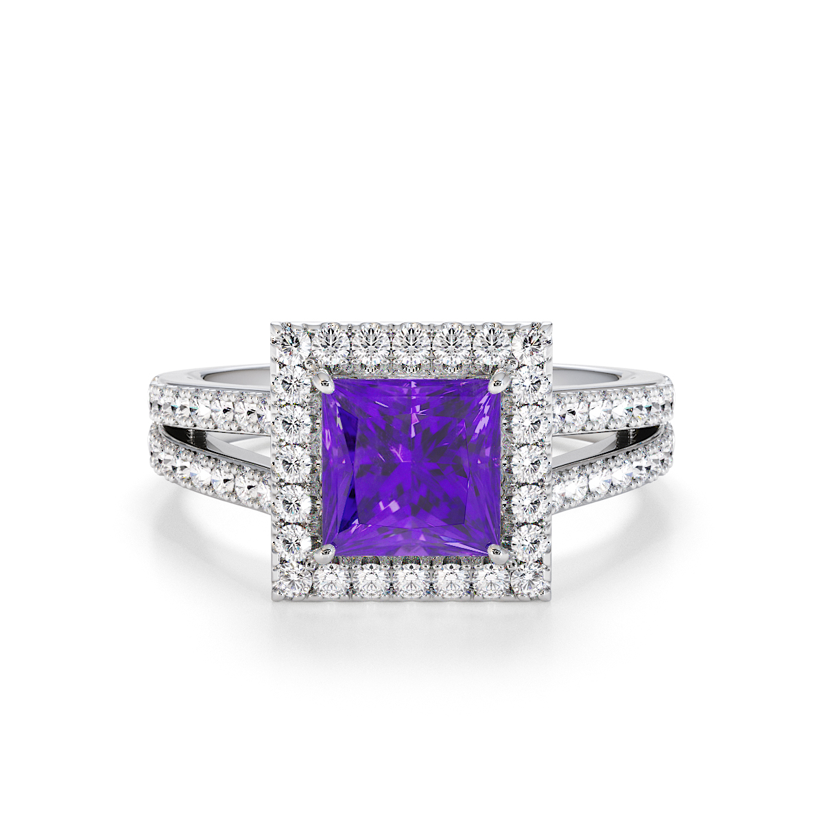 Gold / Platinum Amethyst and Diamond Engagement Ring RZ3462