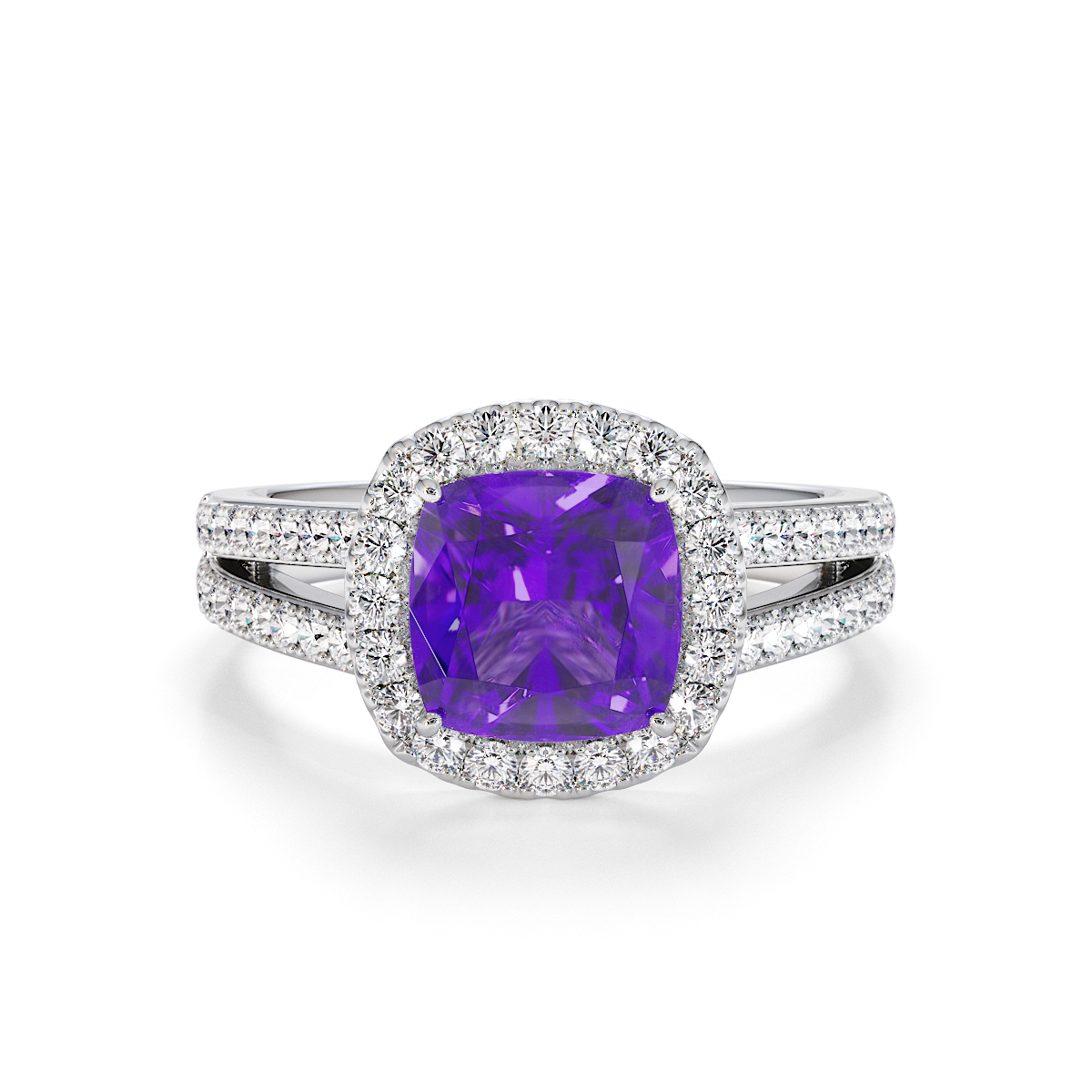 Gold / Platinum Amethyst and Diamond Engagement Ring RZ3464
