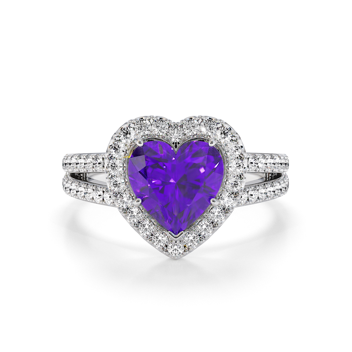 Gold / Platinum Amethyst and Diamond Engagement Ring RZ3467