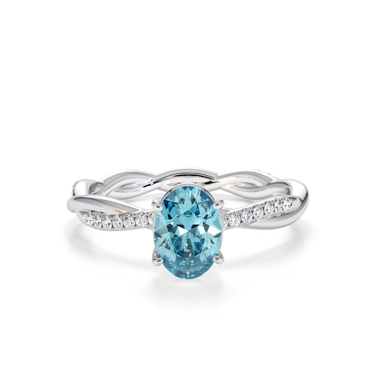 Gold / Platinum Aquamarine and Diamond Engagement Ring RZ3386