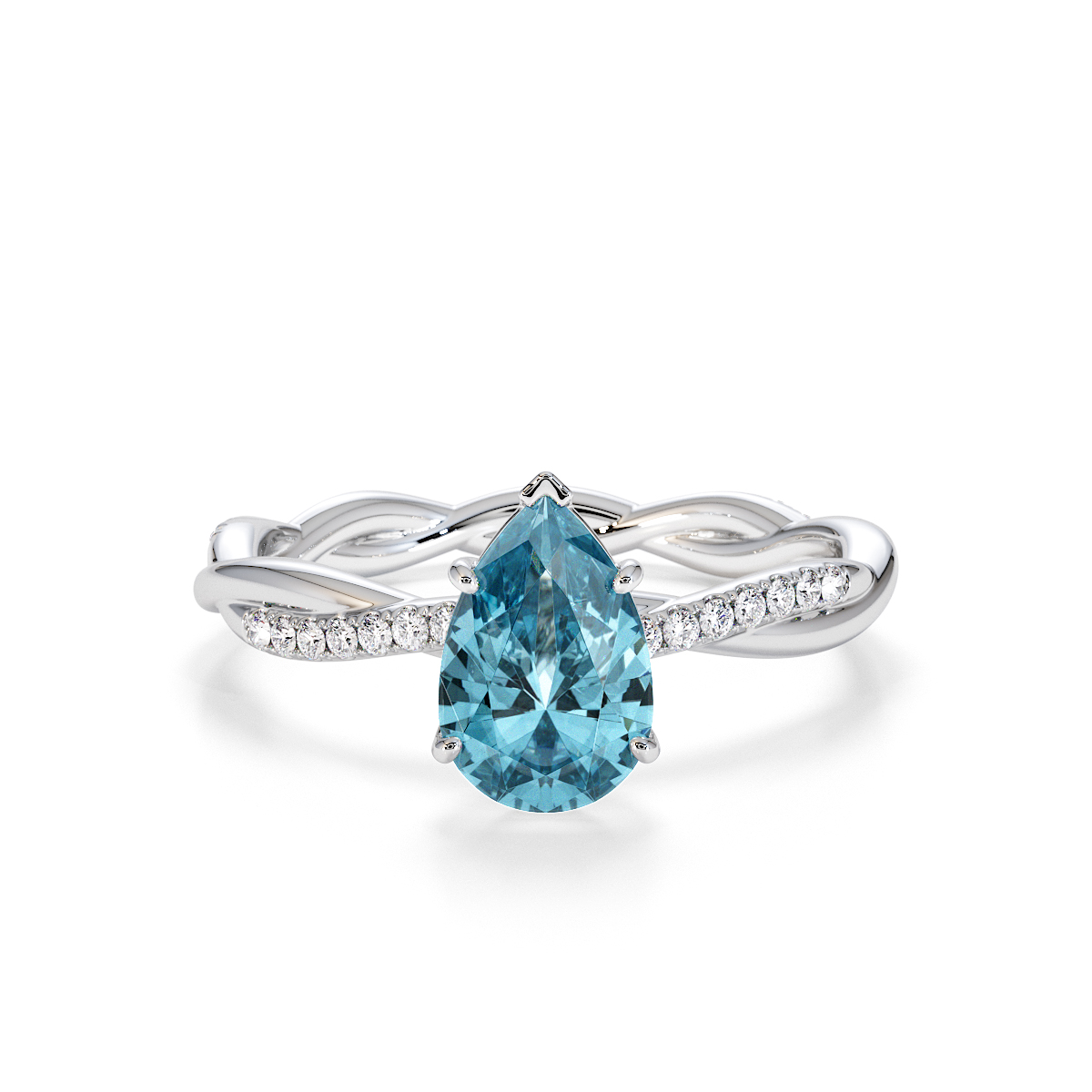 Gold / Platinum Aquamarine and Diamond Engagement Ring RZ3390