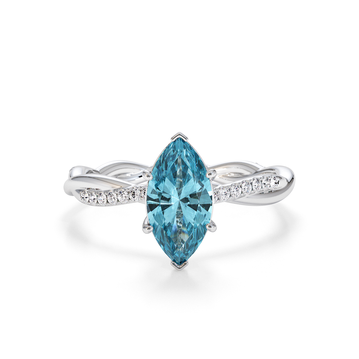 Gold / Platinum Aquamarine and Diamond Engagement Ring RZ3391