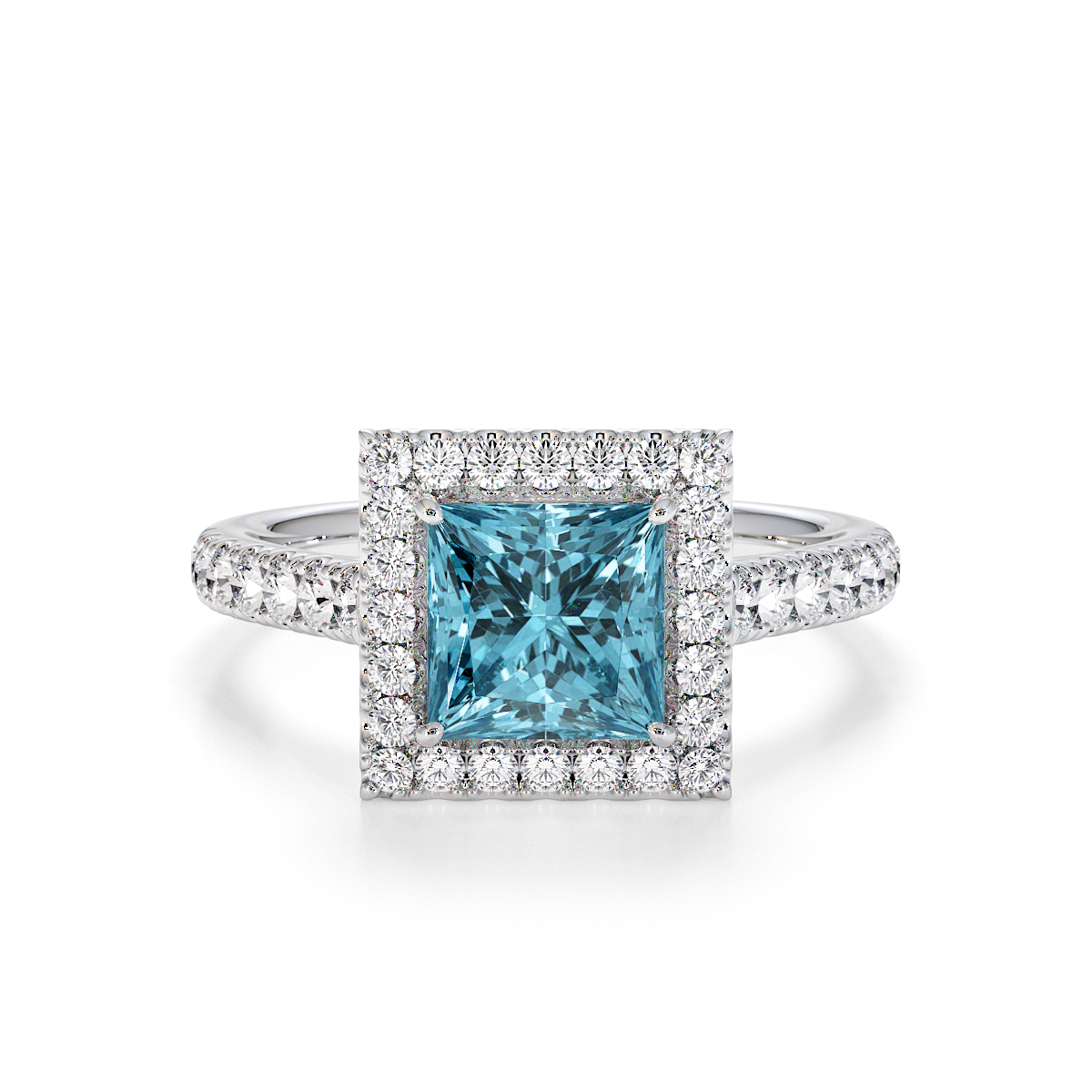 Gold / Platinum Aquamarine and Diamond Engagement Ring RZ3395