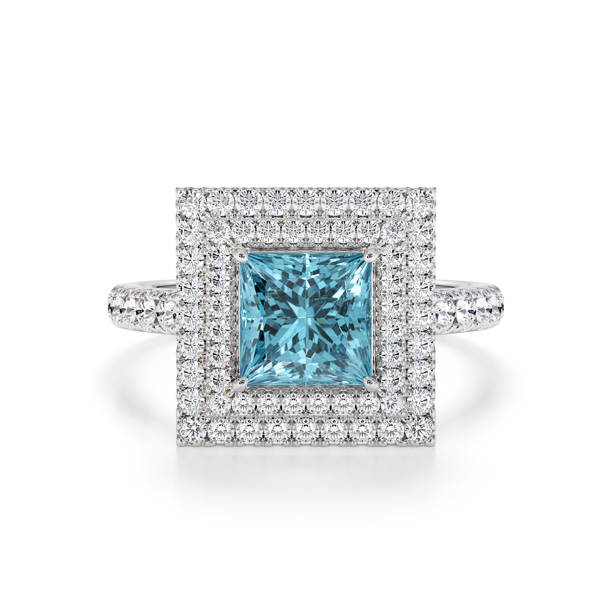 Gold / Platinum Aquamarine and Diamond Engagement Ring RZ3403