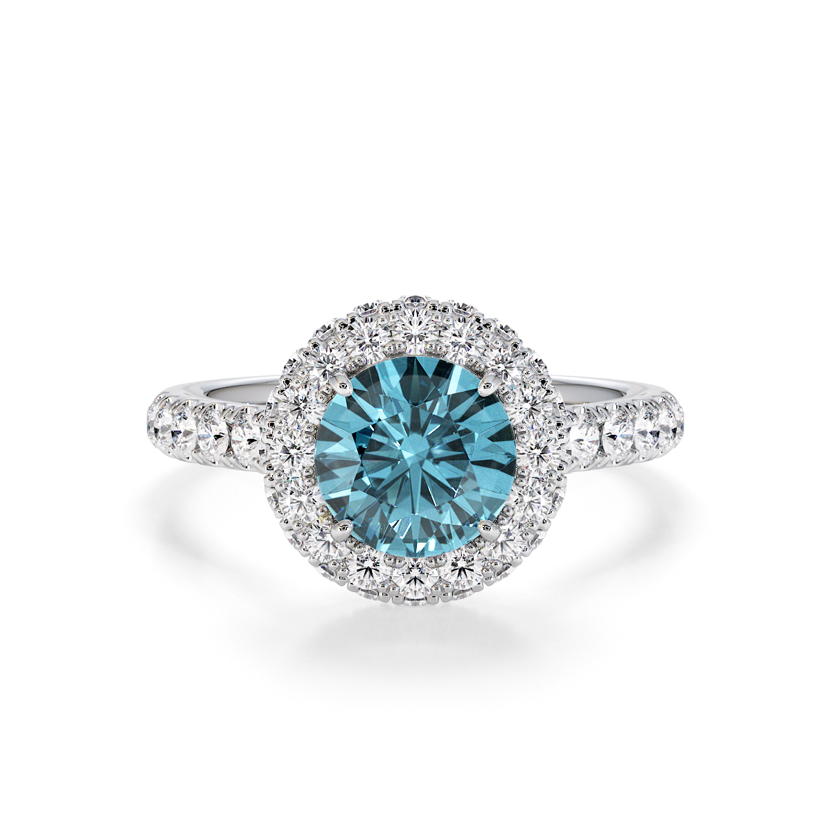 Gold / Platinum Aquamarine and Diamond Engagement Ring RZ3409