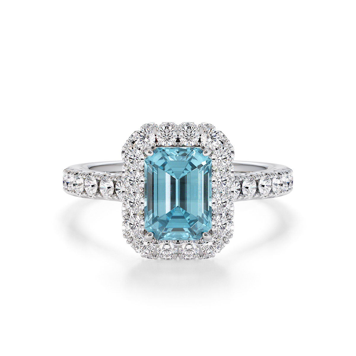 Gold / Platinum Aquamarine and Diamond Engagement Ring RZ3410