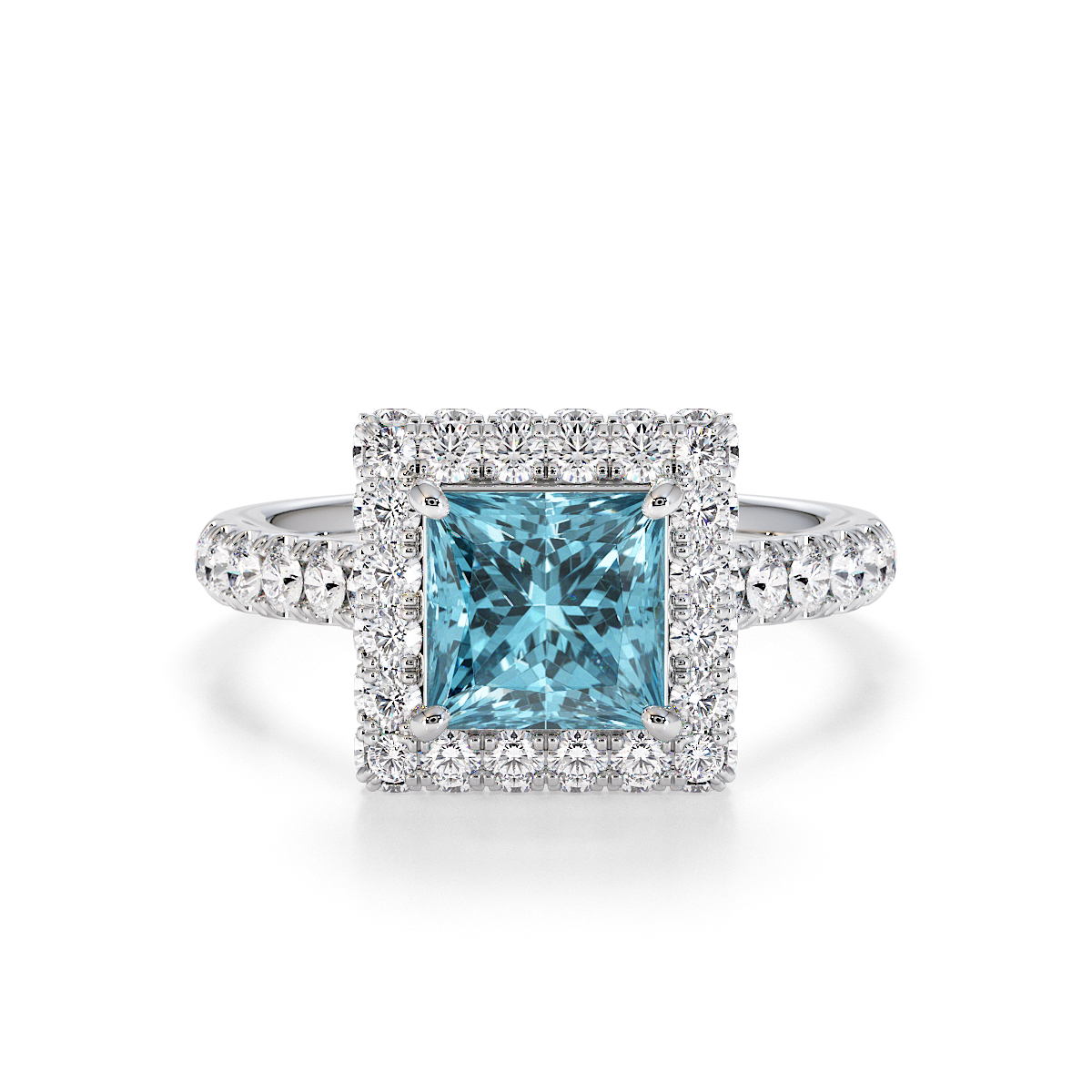 Gold / Platinum Aquamarine and Diamond Engagement Ring RZ3411