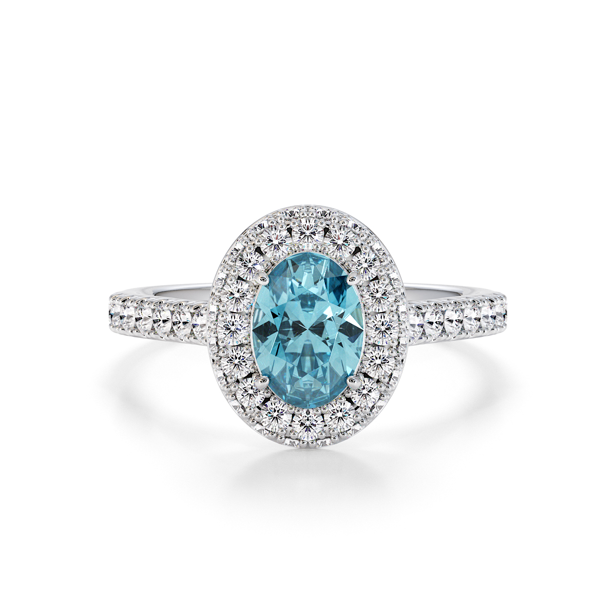 Gold / Platinum Aquamarine and Diamond Engagement Ring RZ3421
