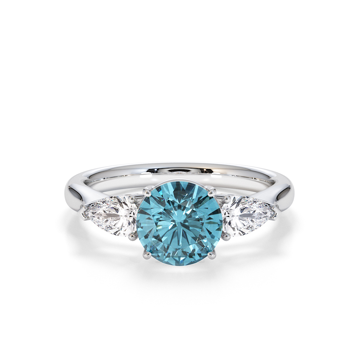Gold / Platinum Aquamarine and Diamond Engagement Ring RZ3432