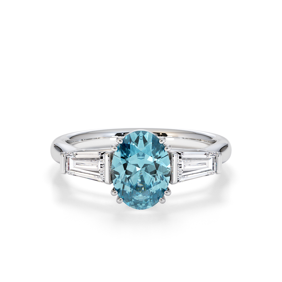 Gold / Platinum Aquamarine and Diamond Engagement Ring RZ3437