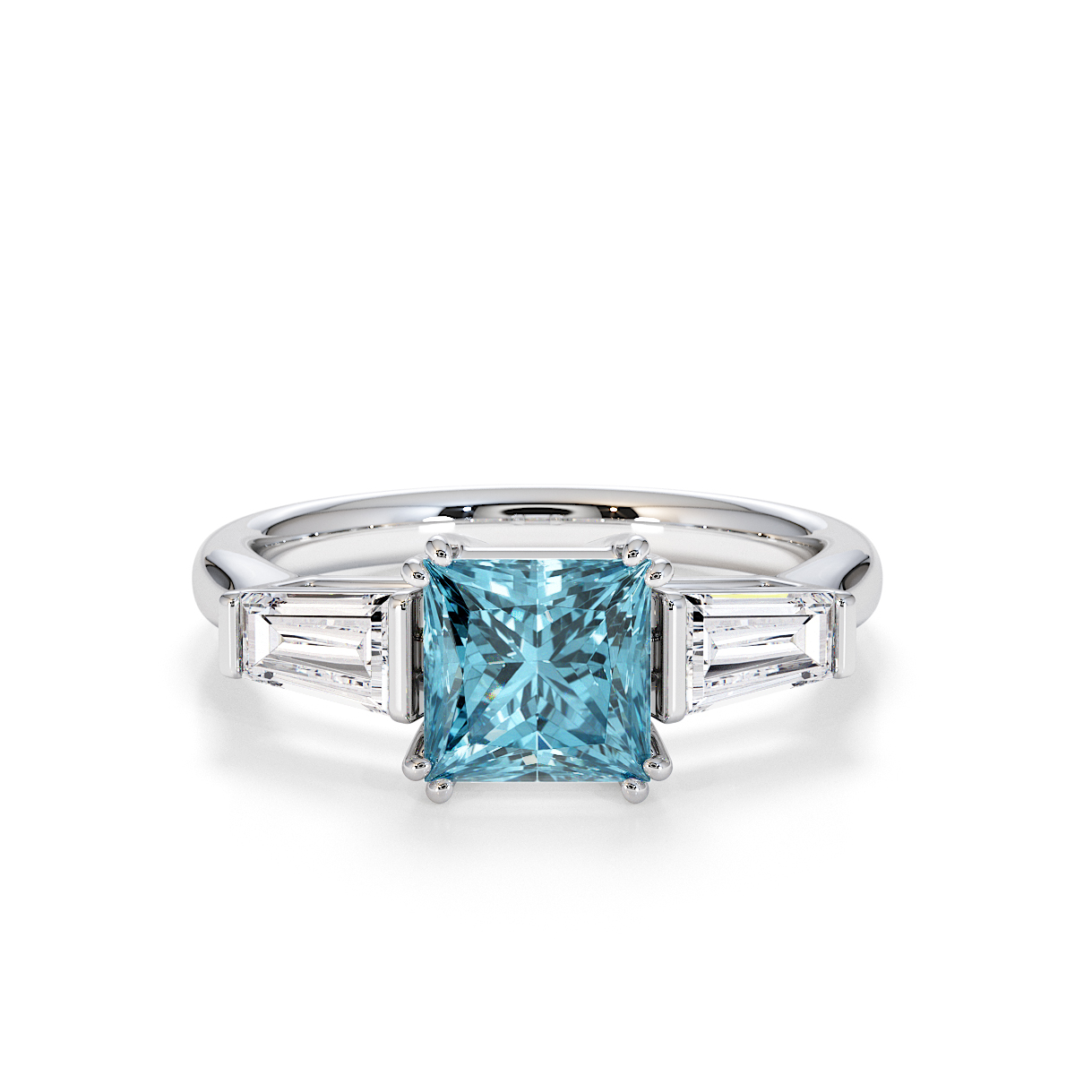 Gold / Platinum Aquamarine and Diamond Engagement Ring RZ3440