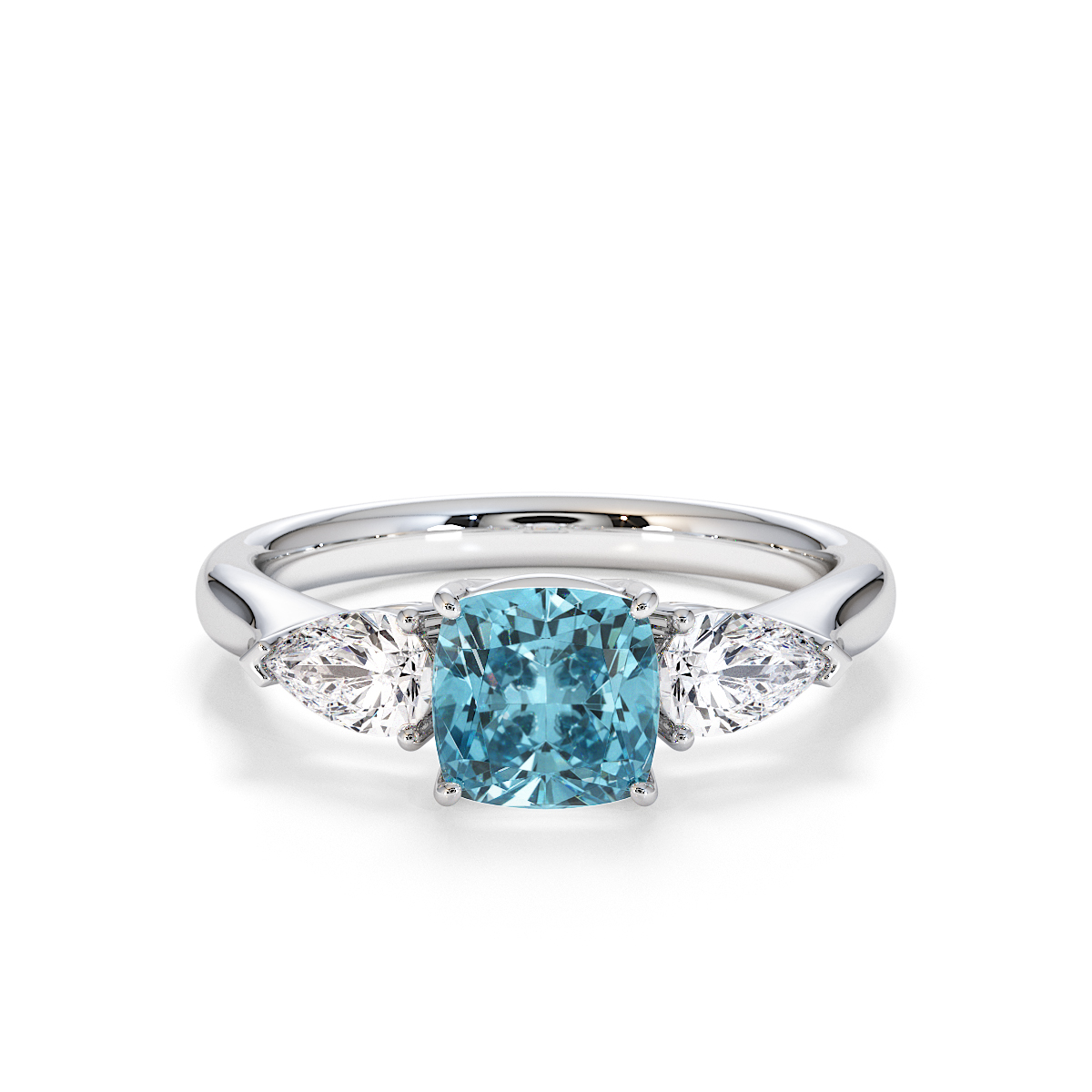 Gold / Platinum Aquamarine and Diamond Engagement Ring RZ3441