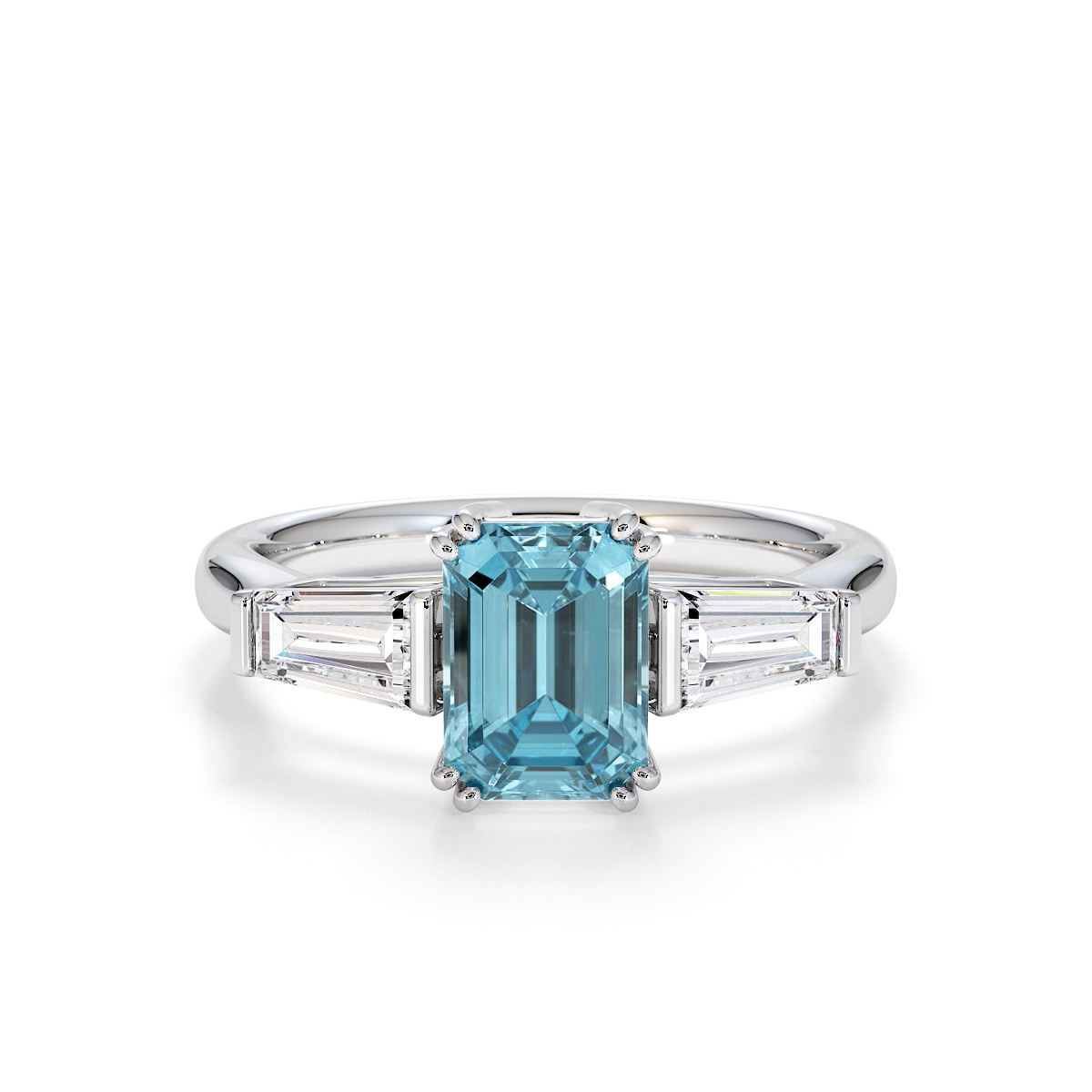 Gold / Platinum Aquamarine and Diamond Engagement Ring RZ3446