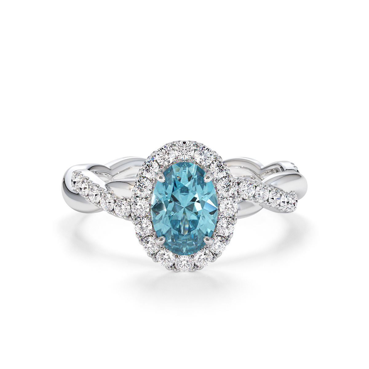 Gold / Platinum Aquamarine and Diamond Engagement Ring RZ3456