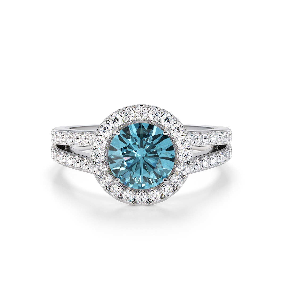Gold / Platinum Aquamarine and Diamond Engagement Ring RZ3460