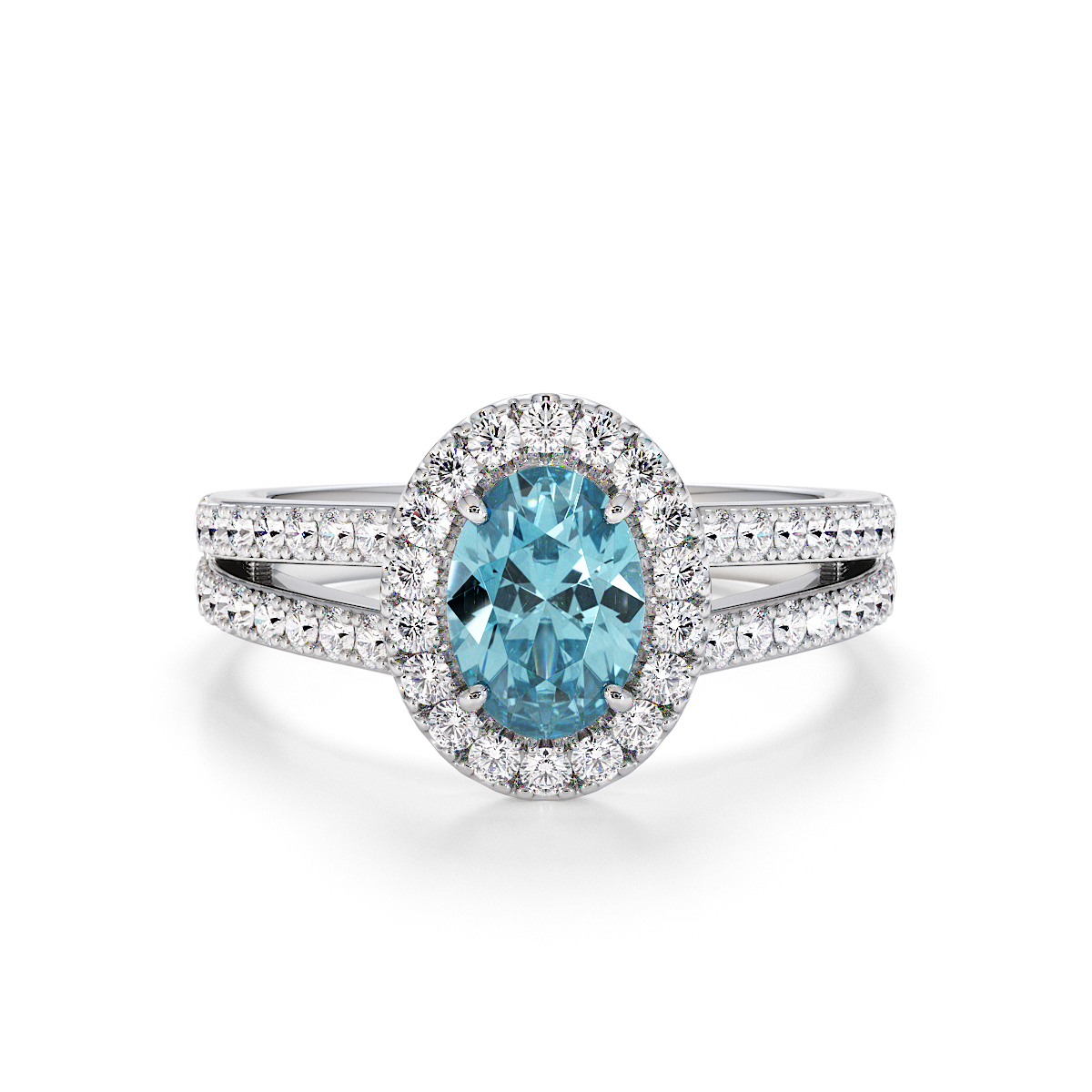 Gold / Platinum Aquamarine and Diamond Engagement Ring RZ3461
