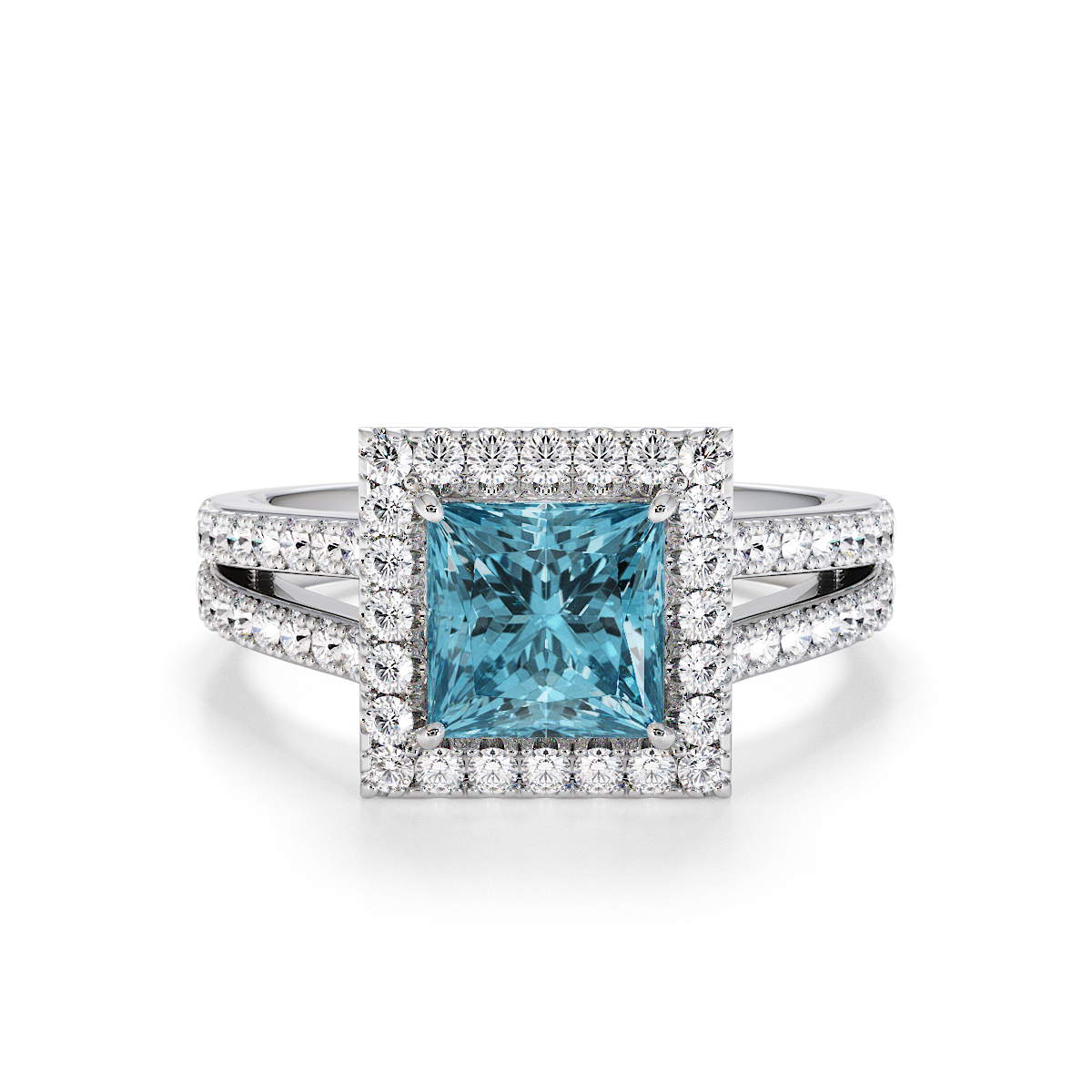 Gold / Platinum Aquamarine and Diamond Engagement Ring RZ3462