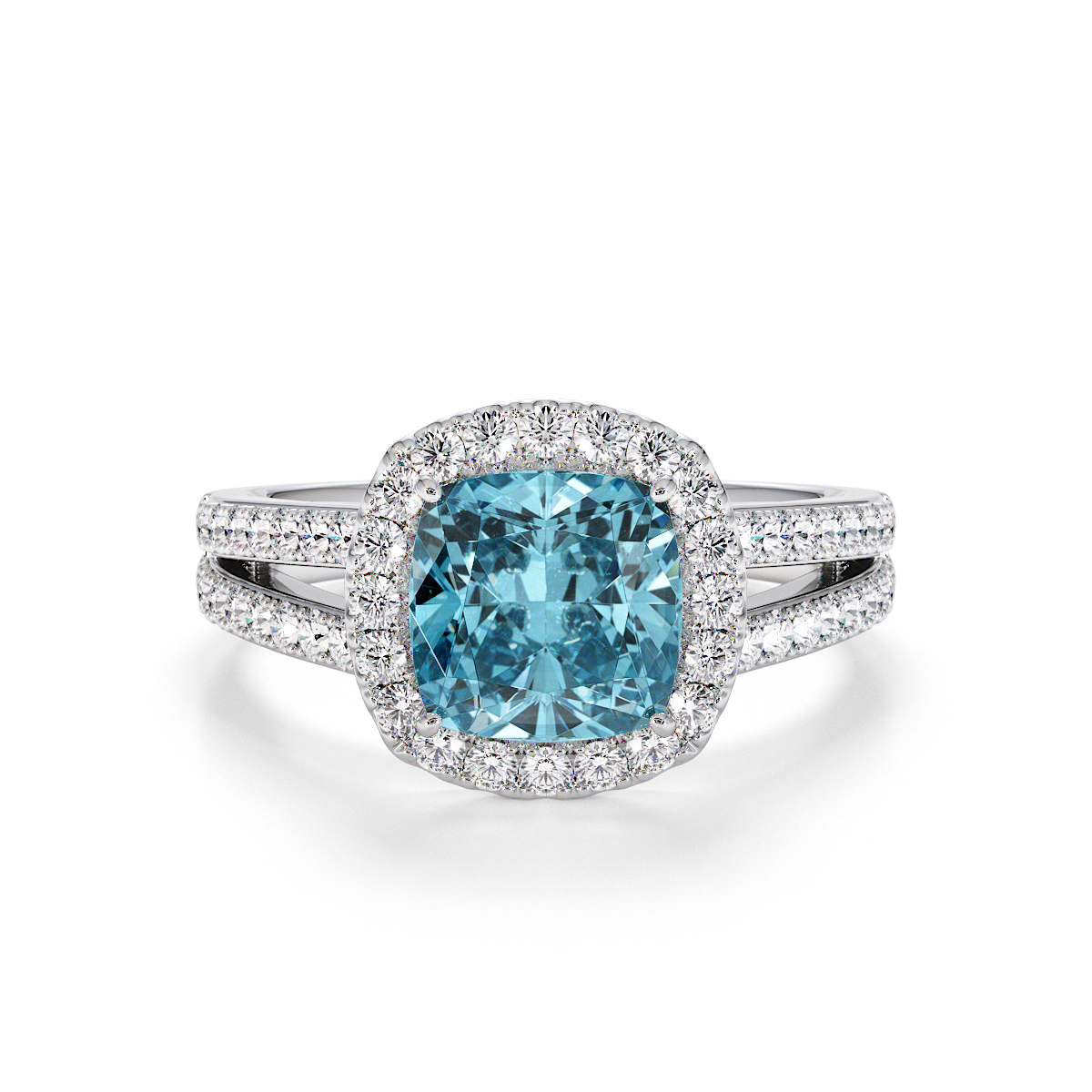 Gold / Platinum Aquamarine and Diamond Engagement Ring RZ3464