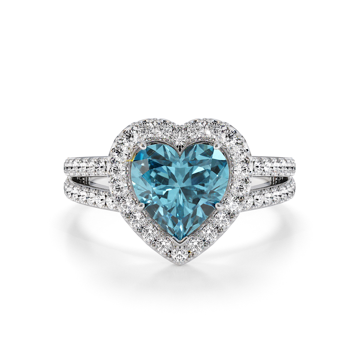 Gold / Platinum Aquamarine and Diamond Engagement Ring RZ3467