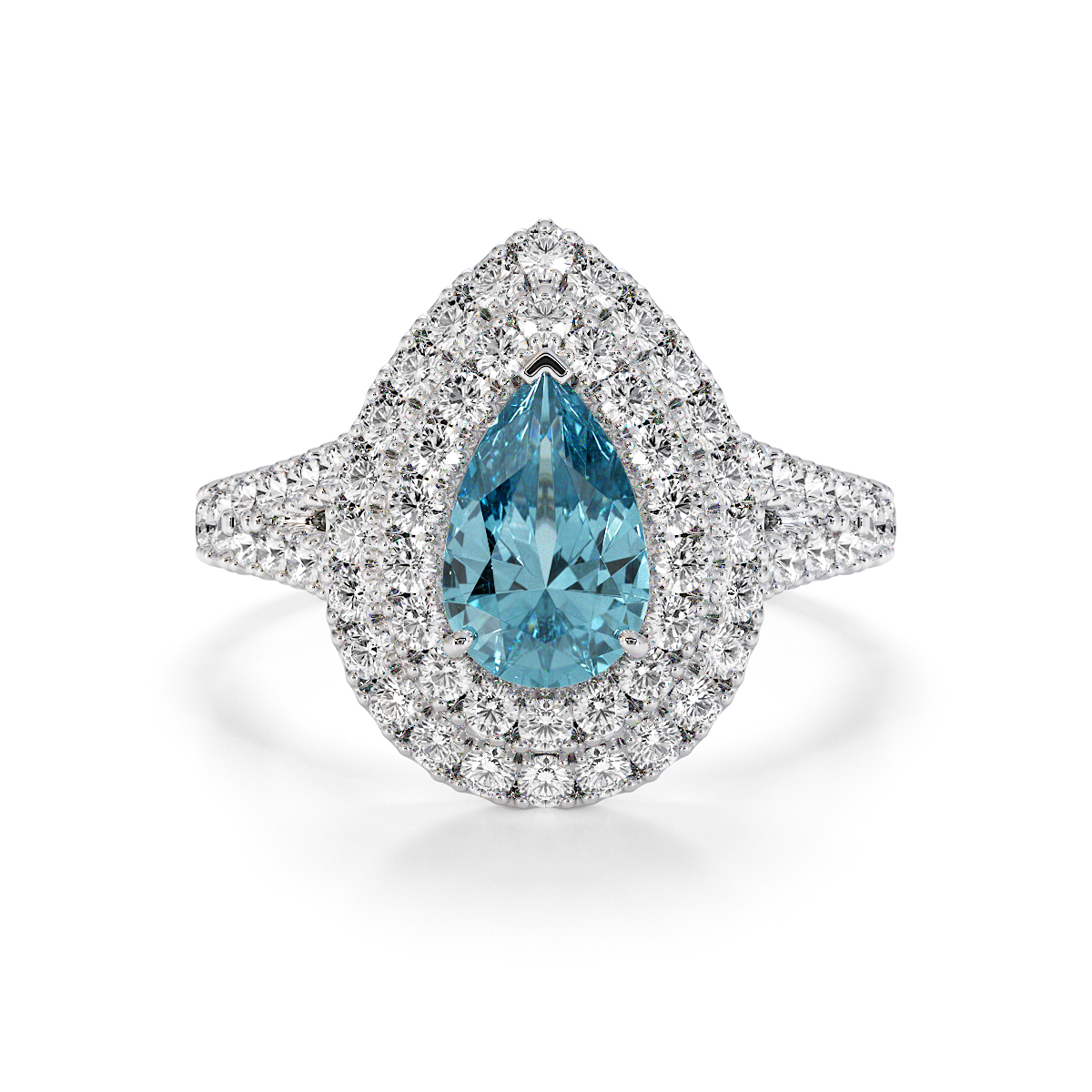 Gold / Platinum Aquamarine and Diamond Engagement Ring RZ3473