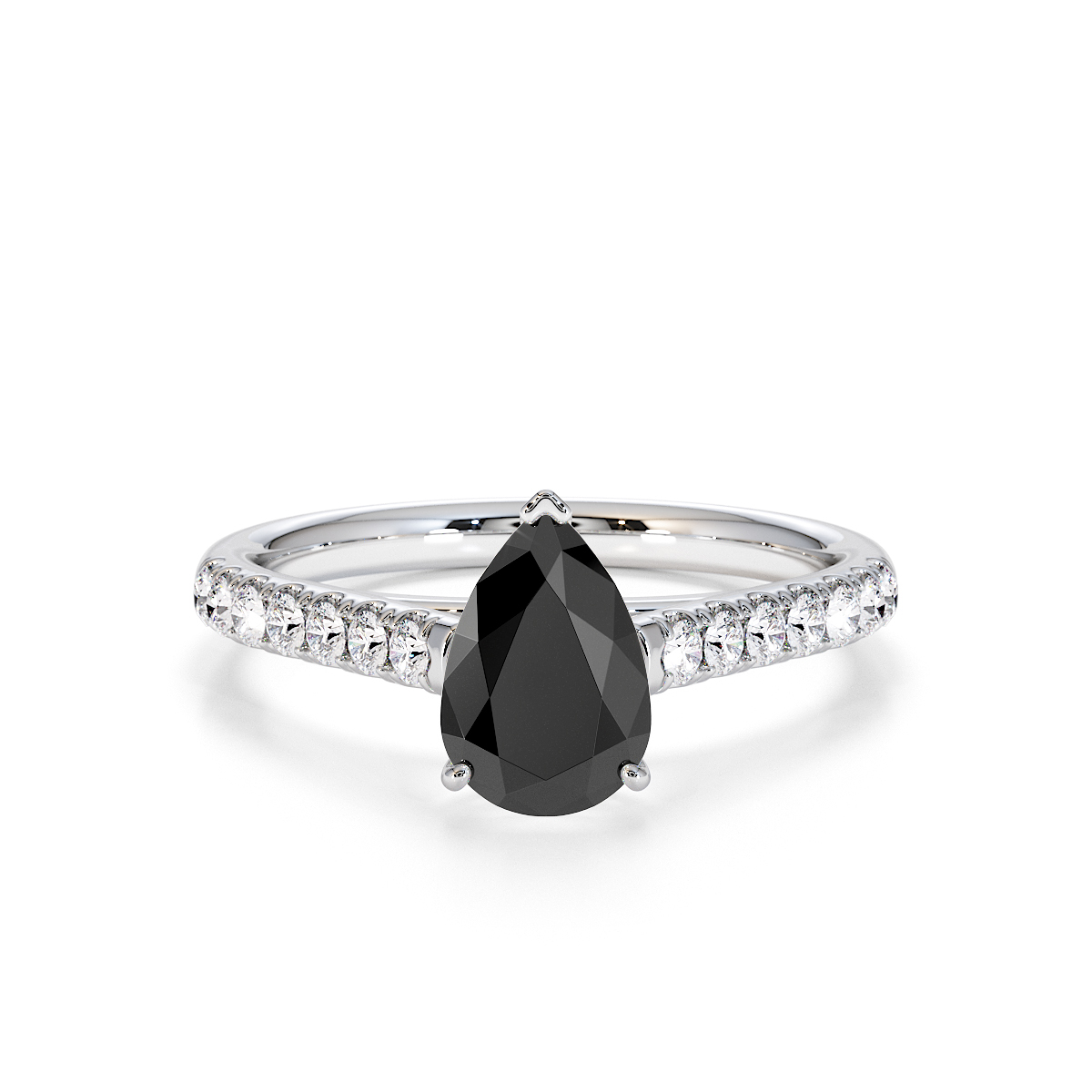 Gold / Platinum Black Diamond and Diamond Engagement Ring RZ3355