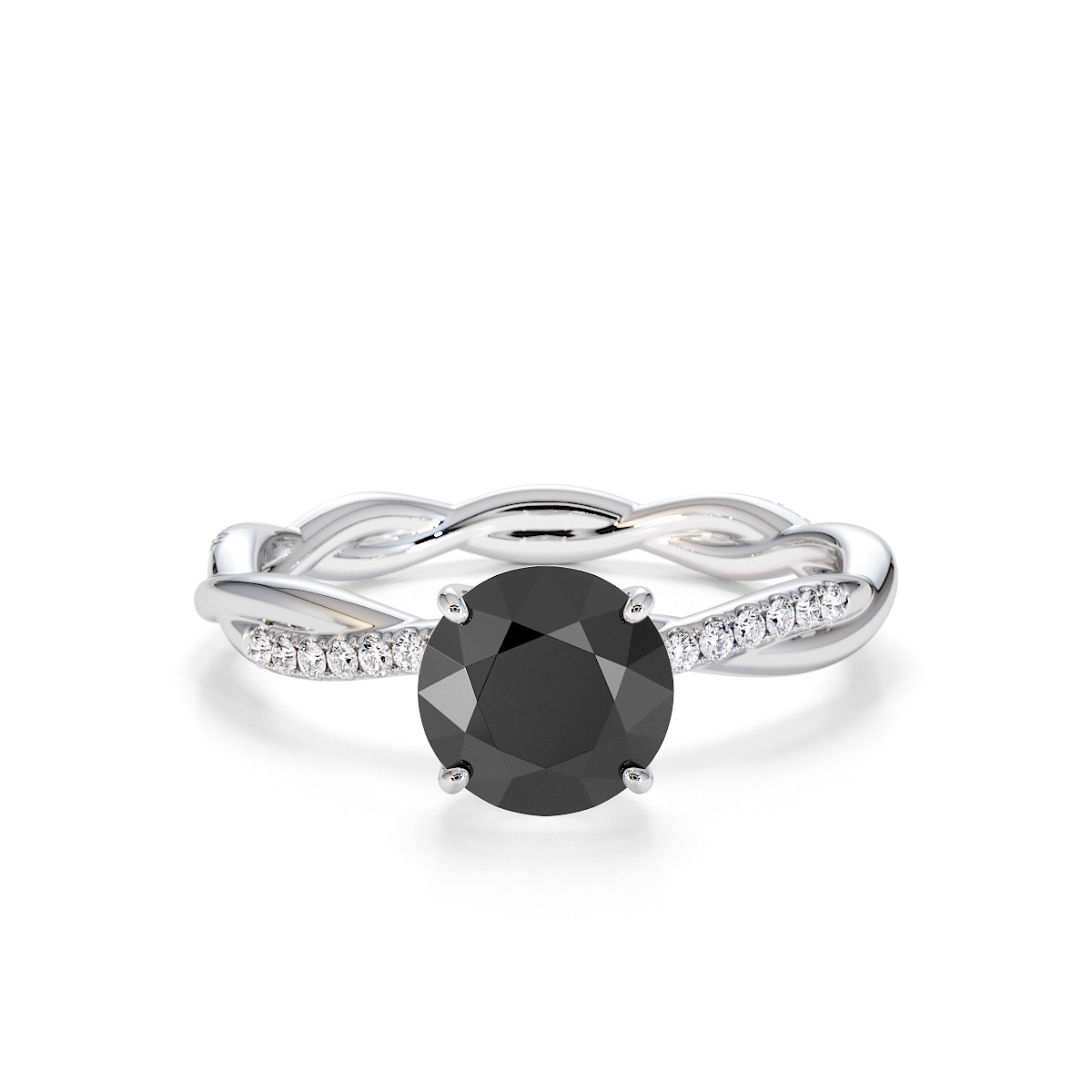 Gold / Platinum Black Diamond and Diamond Engagement Ring RZ3385