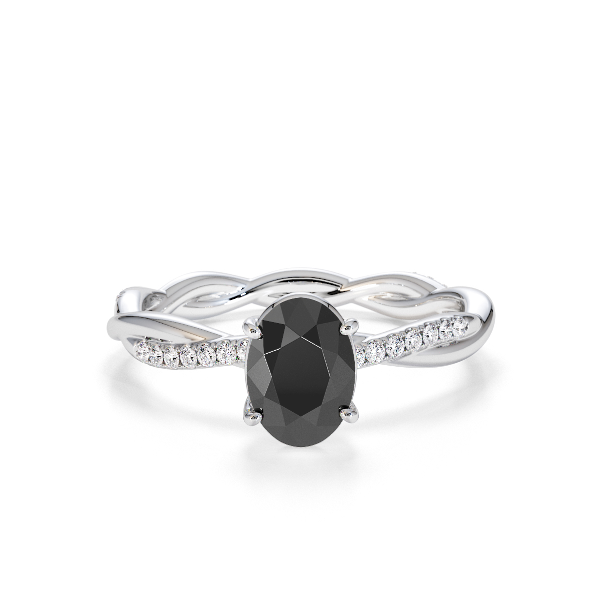 Gold / Platinum Black Diamond and Diamond Engagement Ring RZ3386
