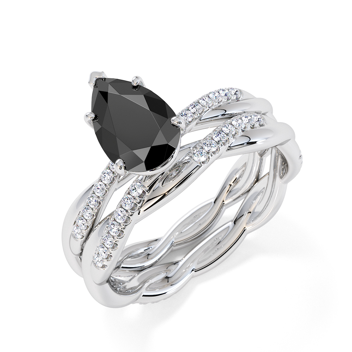Gold / Platinum Black Diamond and Diamond Engagement Ring RZ3390