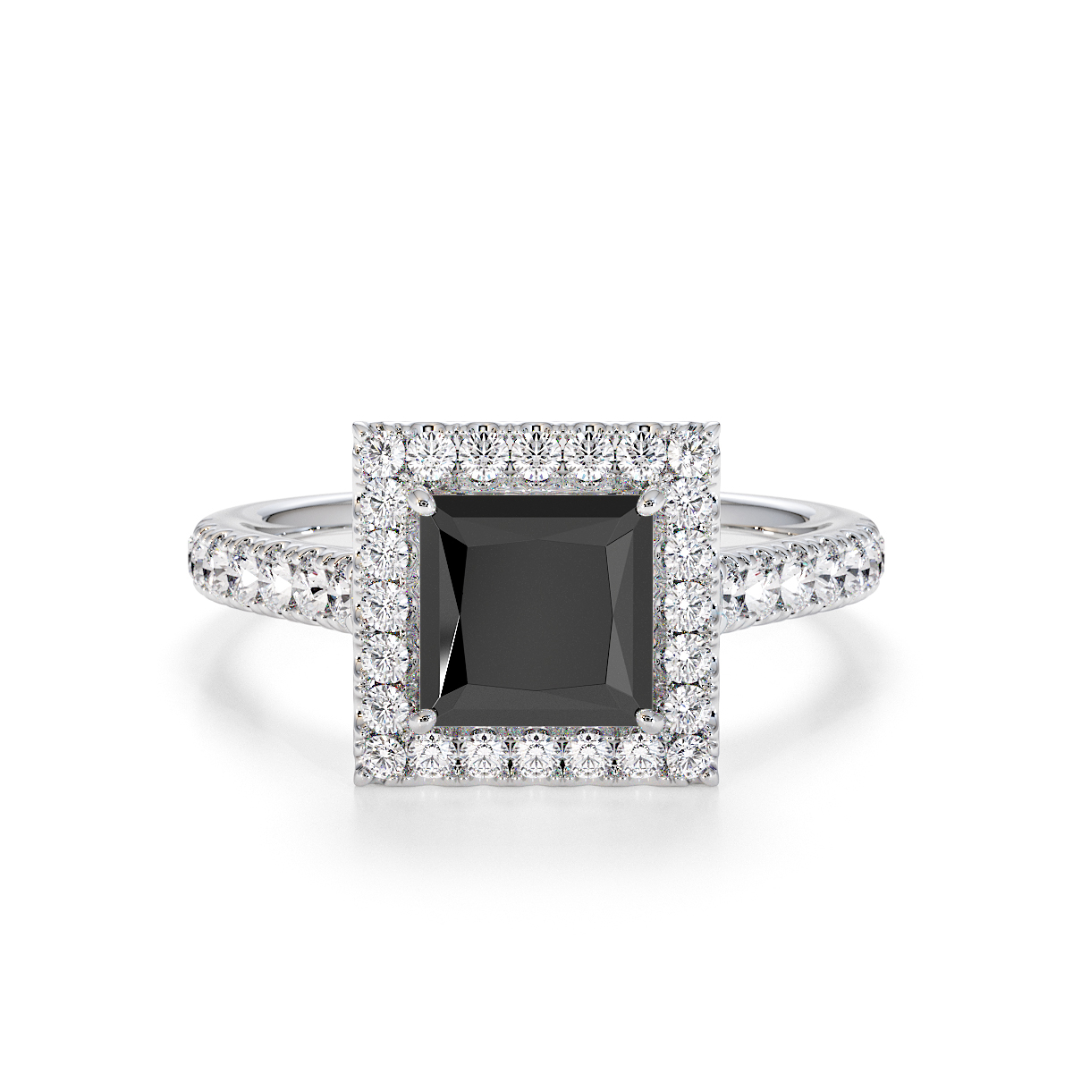 Gold / Platinum Black Diamond and Diamond Engagement Ring RZ3395