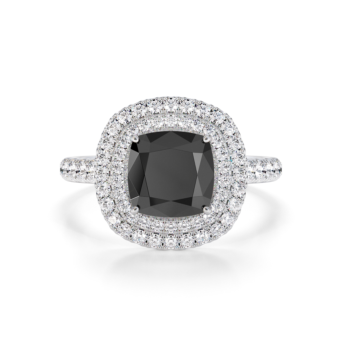 Gold / Platinum Black Diamond and Diamond Engagement Ring RZ3405