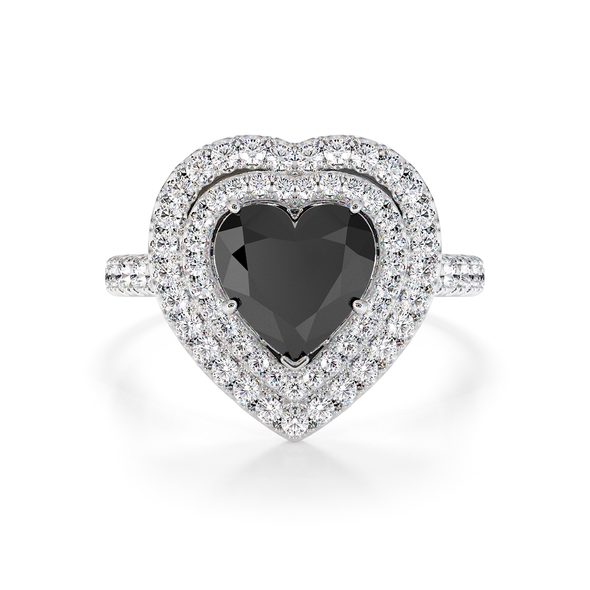Gold / Platinum Black Diamond and Diamond Engagement Ring RZ3408