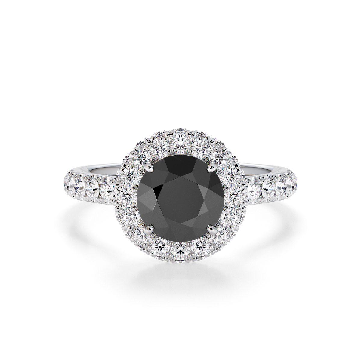 Gold / Platinum Black Diamond and Diamond Engagement Ring RZ3409