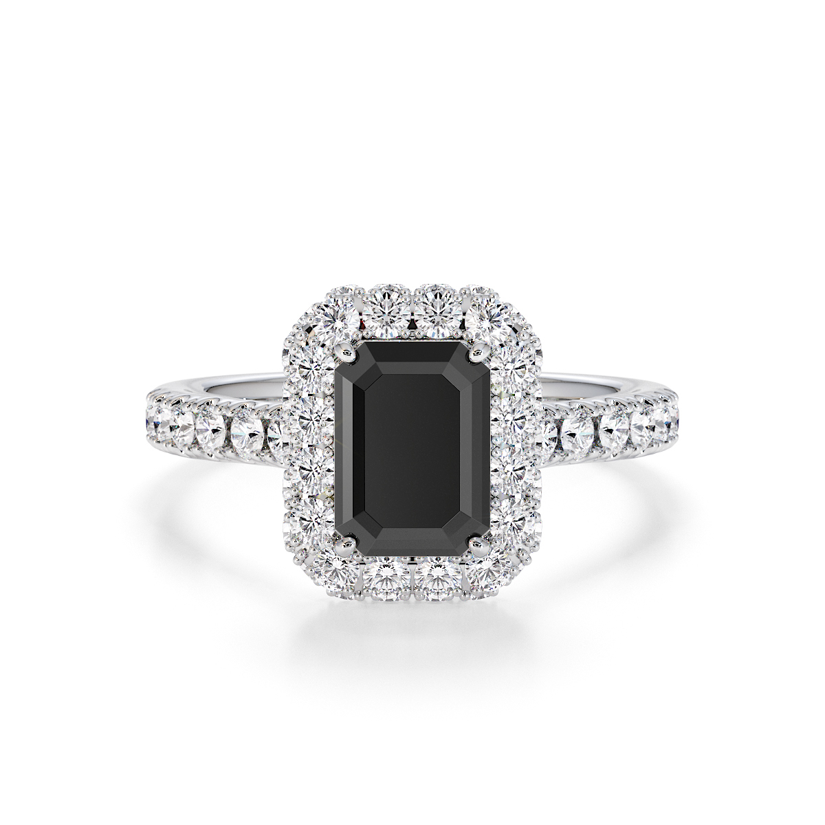 Gold / Platinum Black Diamond and Diamond Engagement Ring RZ3410
