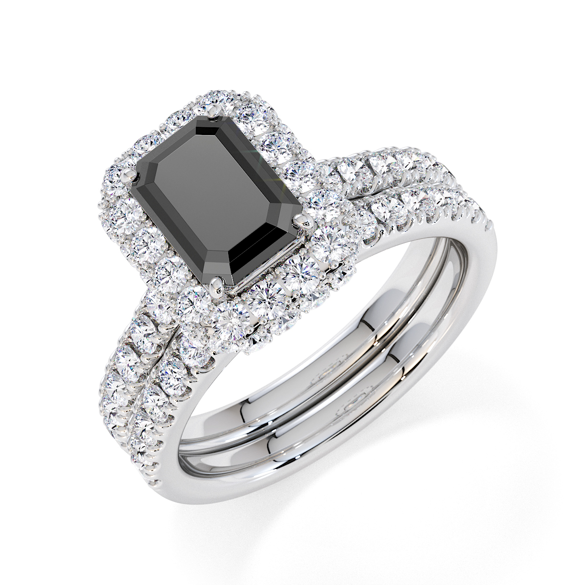 Gold / Platinum Black Diamond and Diamond Engagement Ring RZ3410