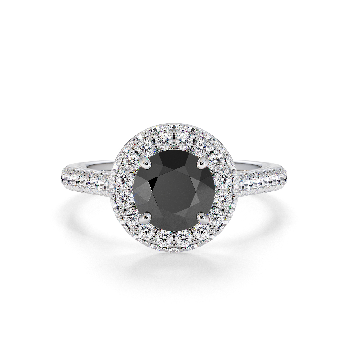 Gold / Platinum Black Diamond and Diamond Engagement Ring RZ3420