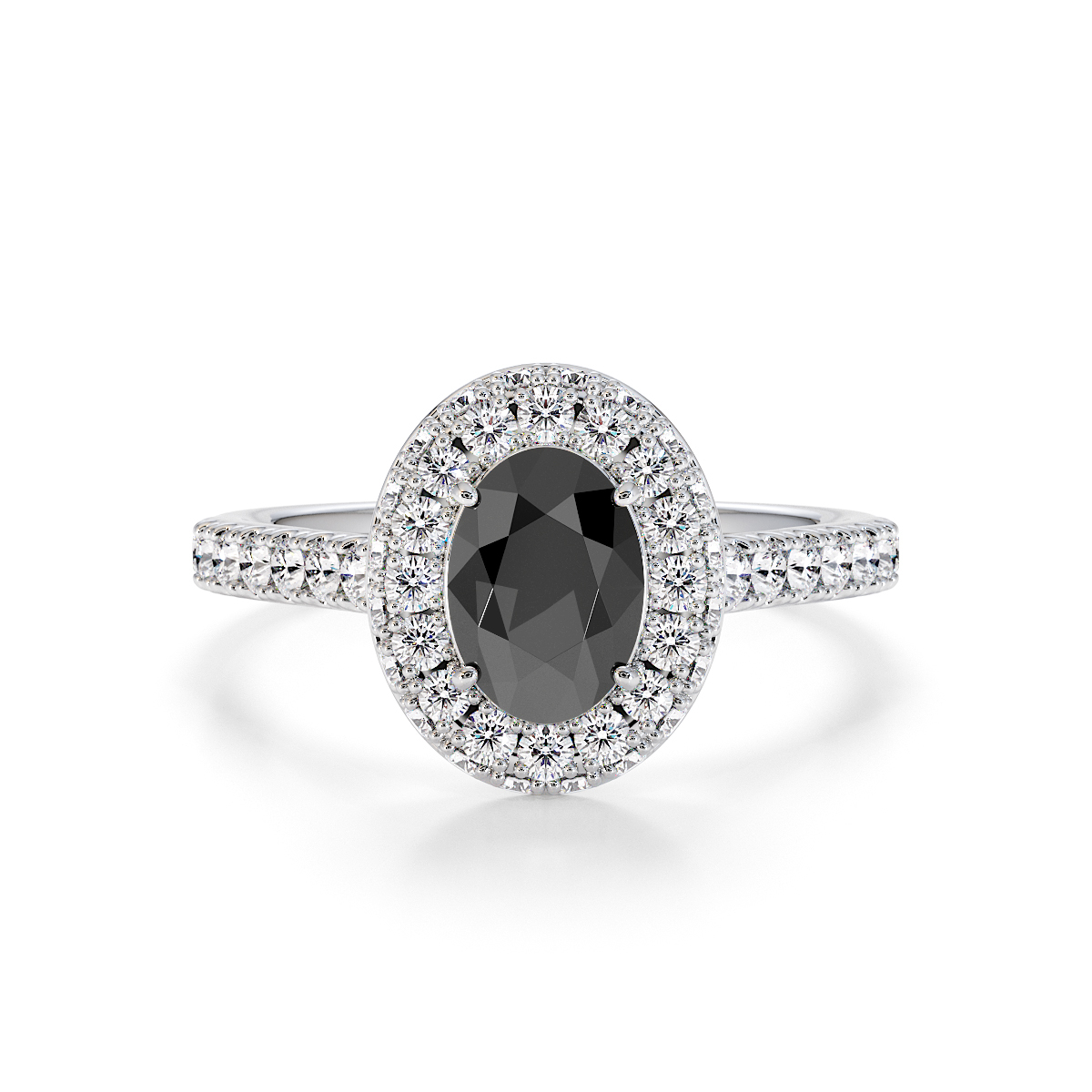 Gold / Platinum Black Diamond and Diamond Engagement Ring RZ3421