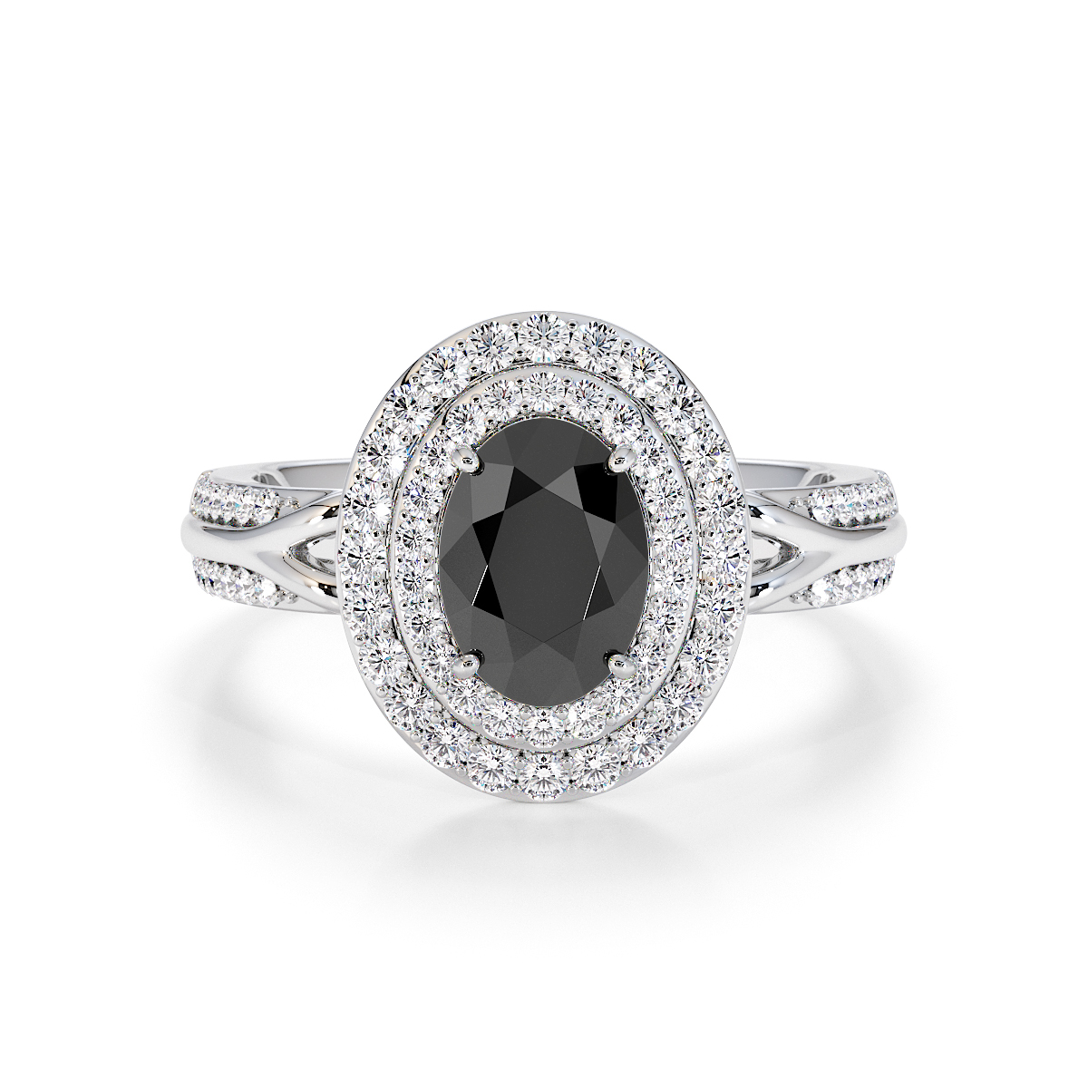 Gold / Platinum Black Diamond and Diamond Engagement Ring RZ3428