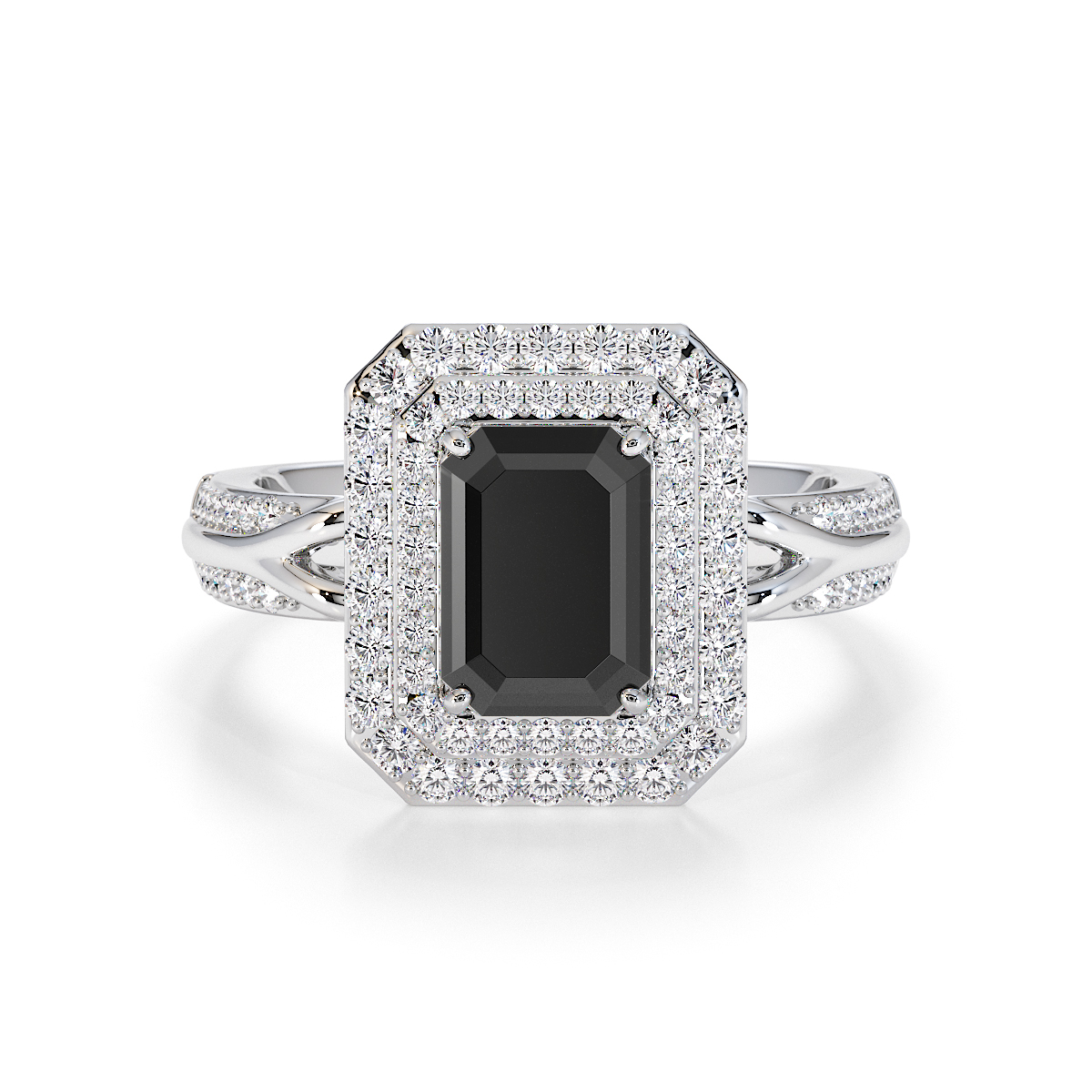 Gold / Platinum Black Diamond and Diamond Engagement Ring RZ3429