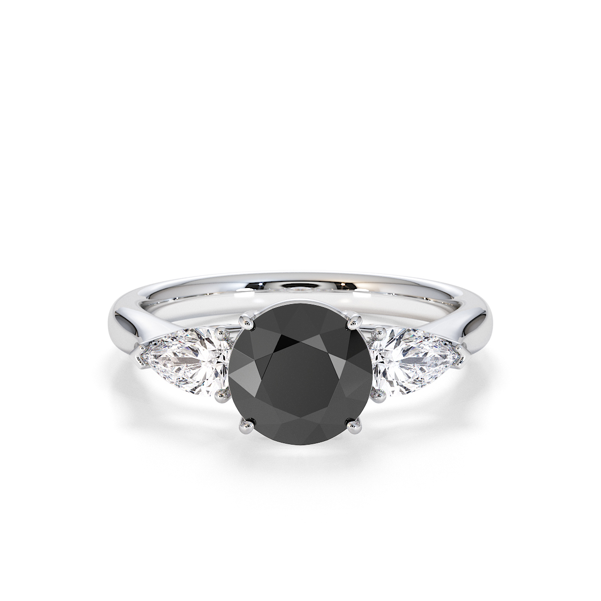 Gold / Platinum Black Diamond and Diamond Engagement Ring RZ3432