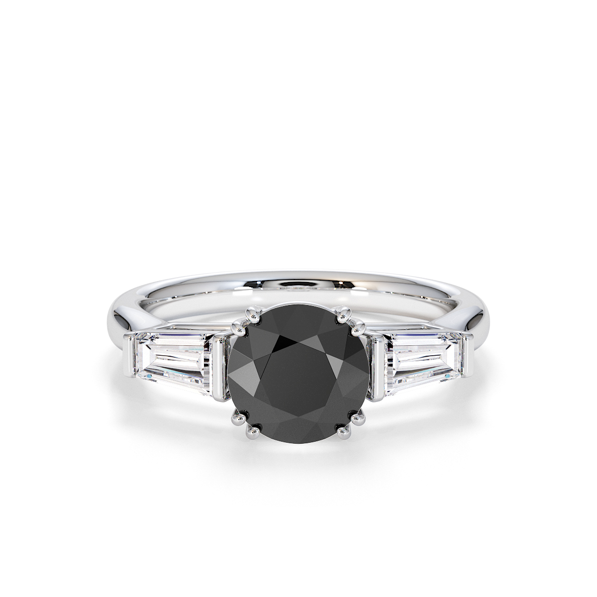 Gold / Platinum Black Diamond and Diamond Engagement Ring RZ3434