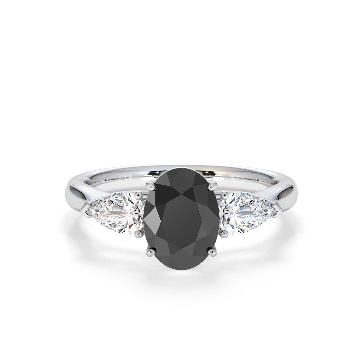Gold / Platinum Black Diamond and Diamond Engagement Ring RZ3435