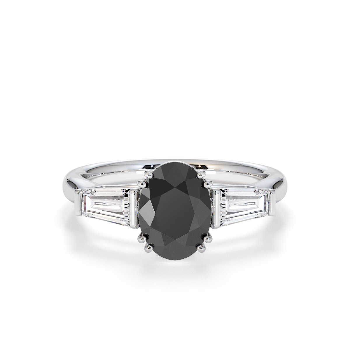 Gold / Platinum Black Diamond and Diamond Engagement Ring RZ3437