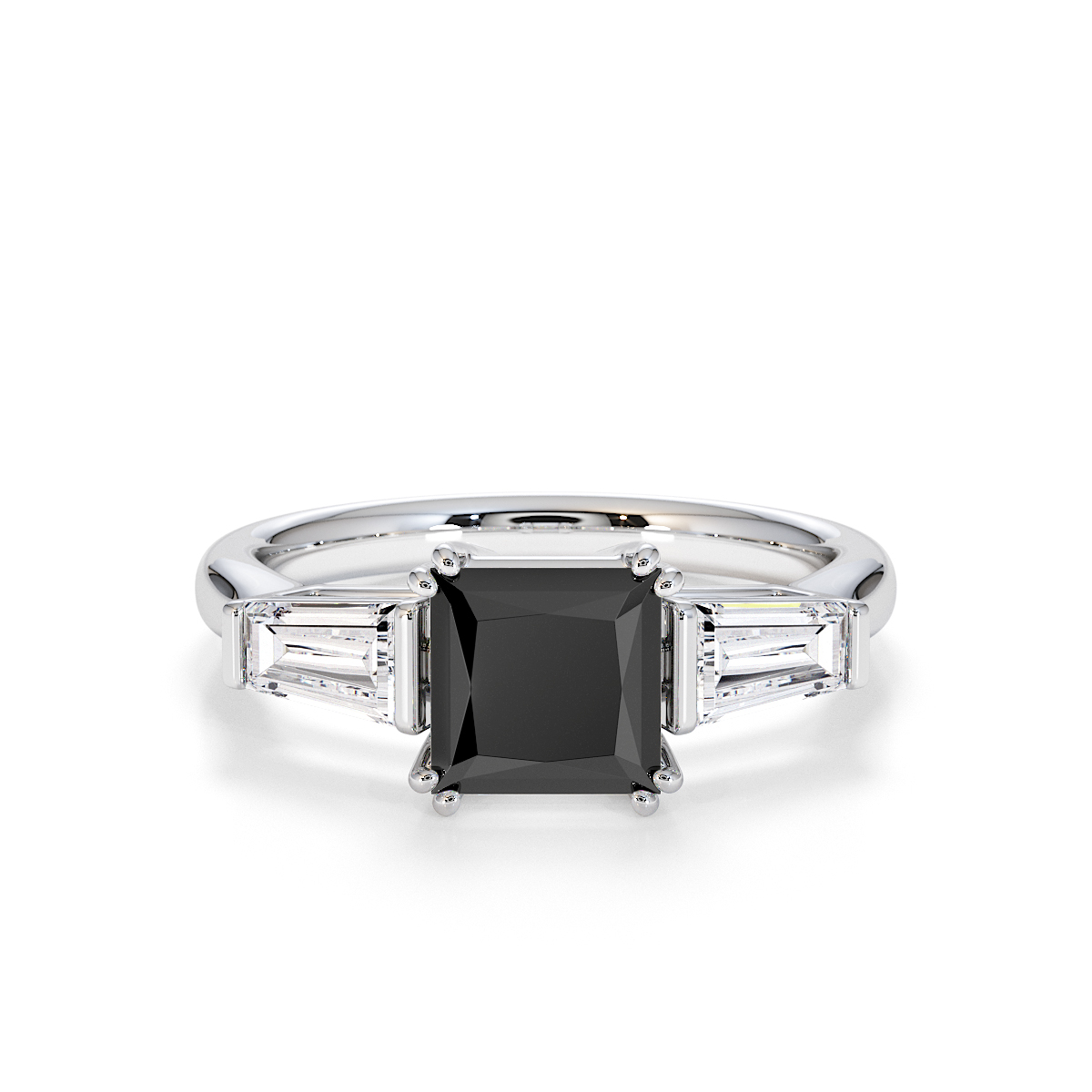 Gold / Platinum Black Diamond and Diamond Engagement Ring RZ3440