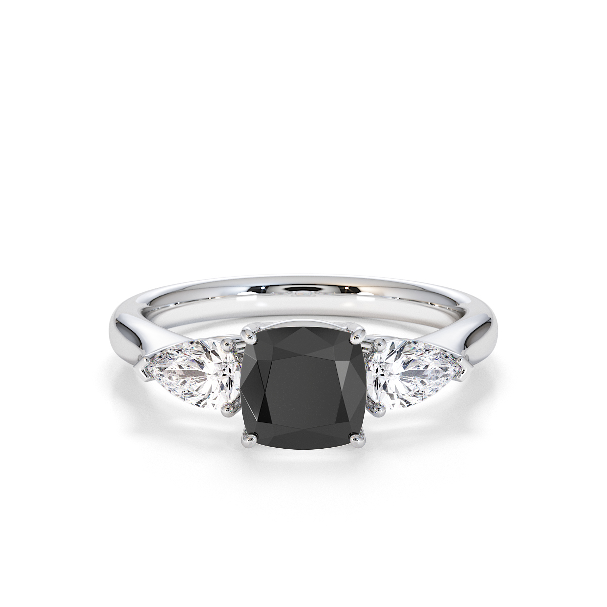 Gold / Platinum Black Diamond and Diamond Engagement Ring RZ3441